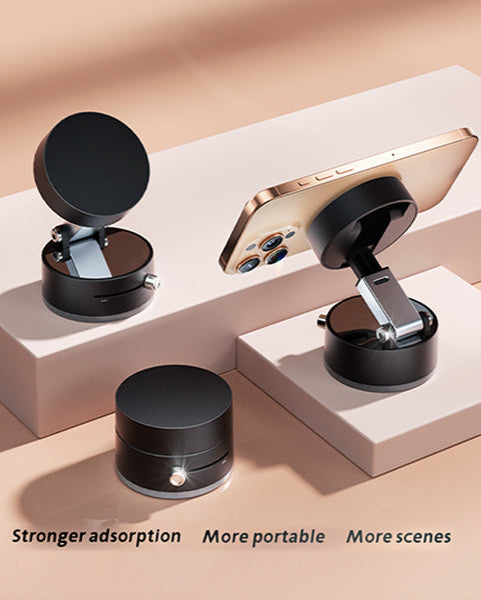 Suction cup magnetic support with text on a beige background